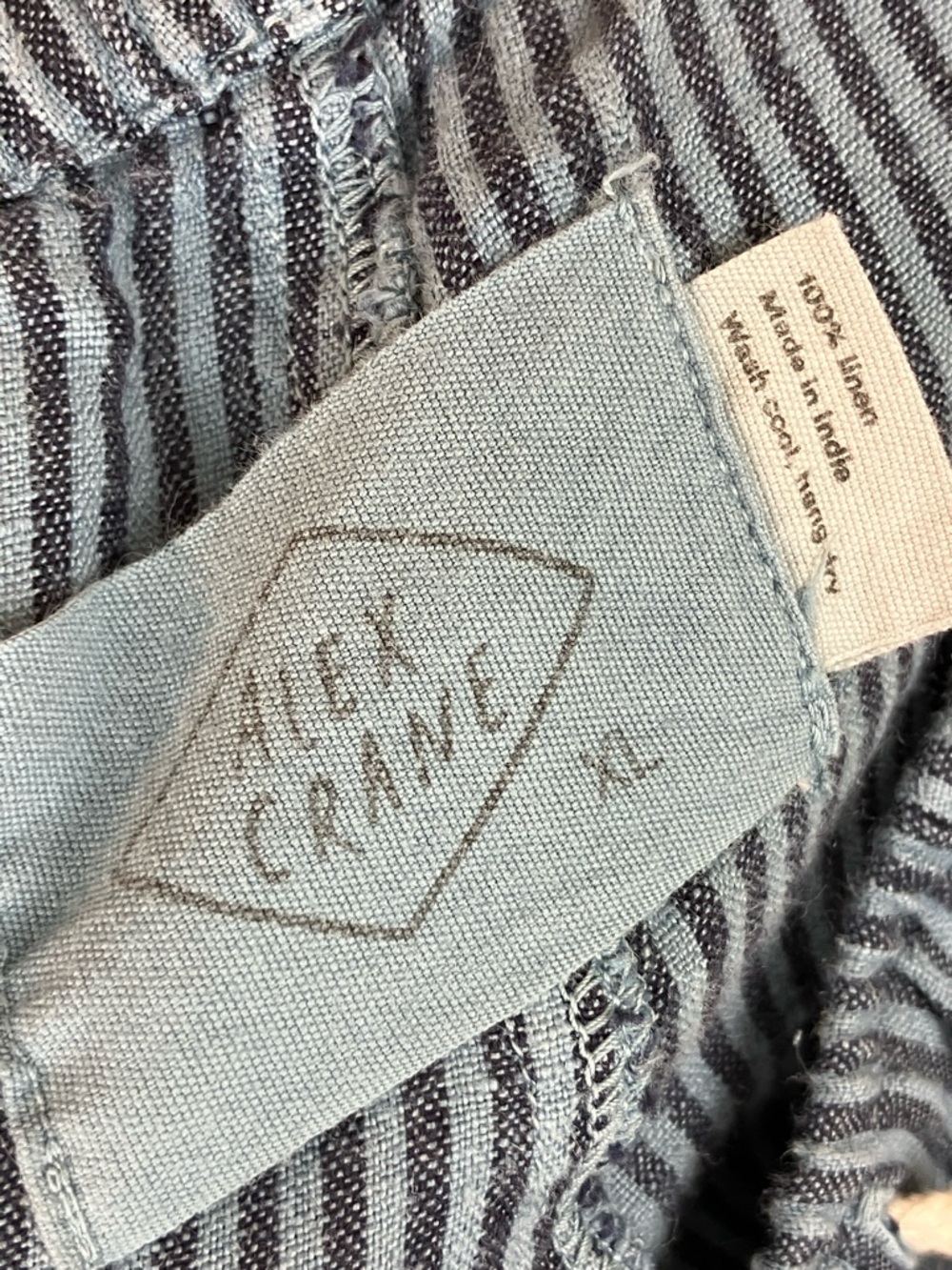 Alex Crane Bo Pants Linen Blue Stripe Drawstring Waist XL NWT - Picture 8 of 11